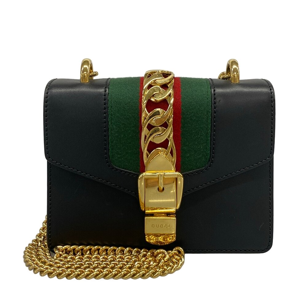 Gucci Sylvie Chain Shoulder Bag Shoulder Bag Black Green Red